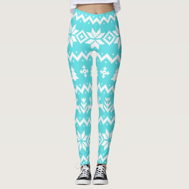 Navidades de patrón de suéter feo Leggings (Anverso)