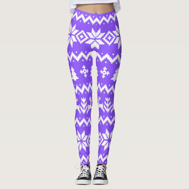 Navidades de patrón de suéter feo Leggings (Anverso)