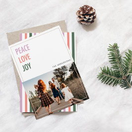 Navidades de Peace Love Joy Foto Tarjeta de vacaci