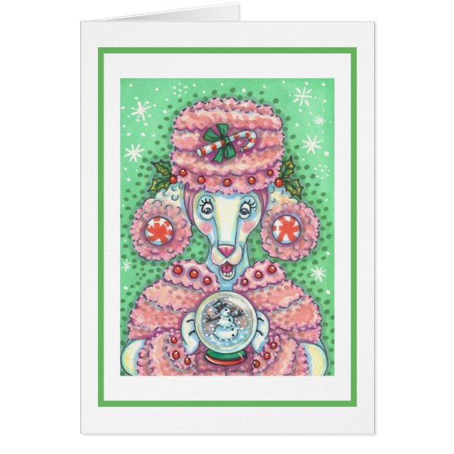 NAVIDADES DE PEPPERMINT PINK POODLE GREETING CARD  (Frente)