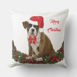 Navidades de perro de Boxer adoran Cojín decorativ
