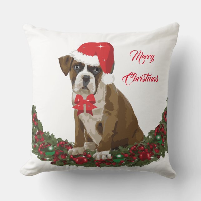 Navidades de perro de Boxer adoran Cojín decorativ (Anverso)