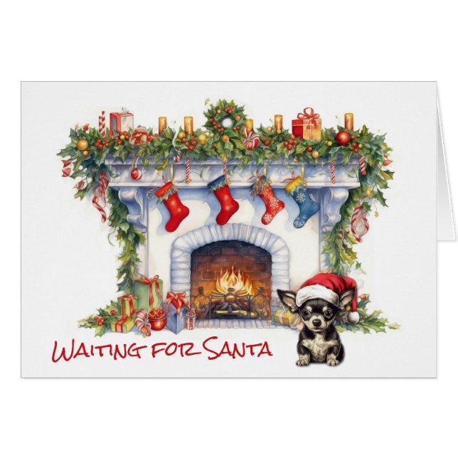 Navidades de perro de Chihuahua esperan a Santa (Anverso (Horizontal))