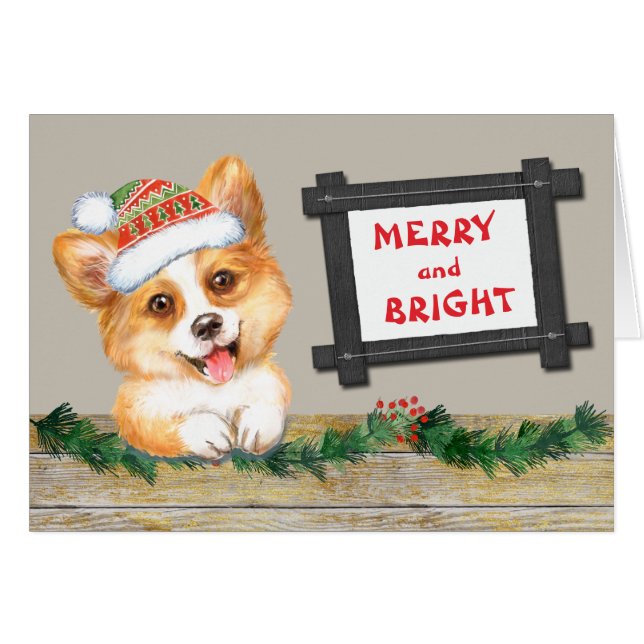 Navidades de perro de Corgi dulce y brillante (Anverso (Horizontal))