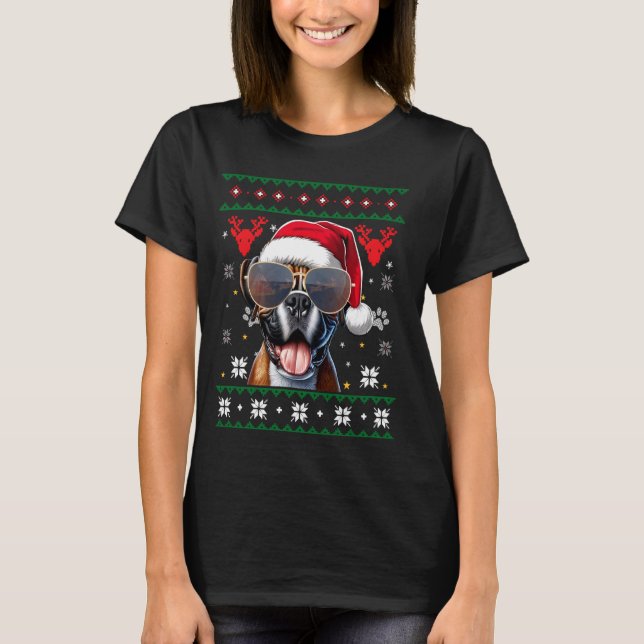 Navidades de perro de Santa Boxer, un suéter fea (Anverso)