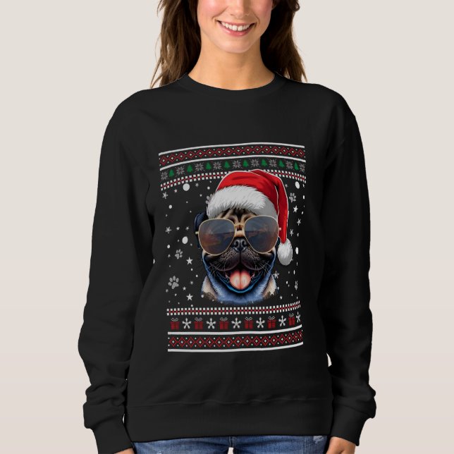Navidades de perro de Santa Pug suéter X-mas (Anverso)