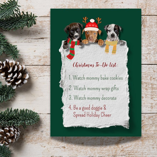 Navidades De Perro Festividades Para Hacer La List (Christmas to do list card is such a cute card to send to your family and friends this holiday season)