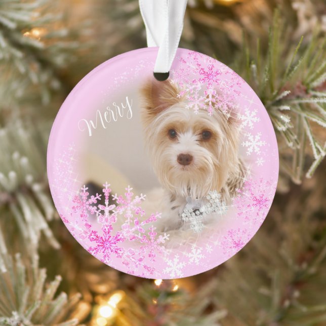 Navidades de perro mascota ornamento rosa (Árbol)
