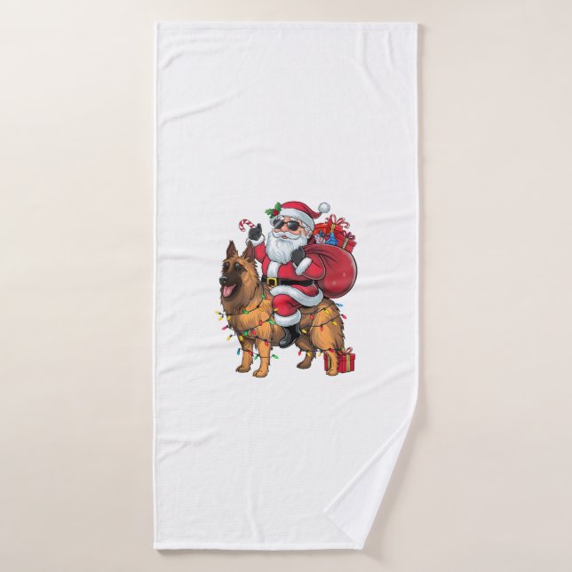Navidades de perro pastor alemán en Santa Riding (Toalla de baño)