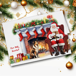 Navidades de perro pastor de Santa Claus Gift Shet