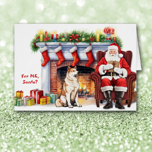 Navidades de perros Akita de regalo de Santa Claus