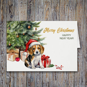 Navidades de perros cachorros de Santa Hat Beagle