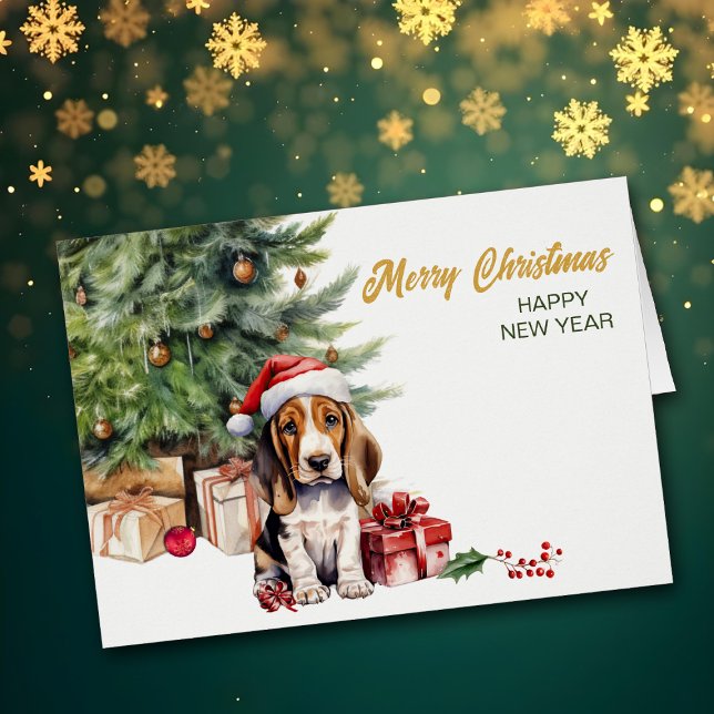 Navidades de perros cachorros en Santa Hat Basset (Subido por el creador)