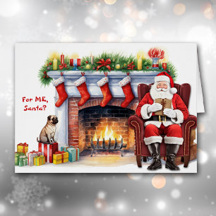 Navidades de perros pug de regalo de Santa