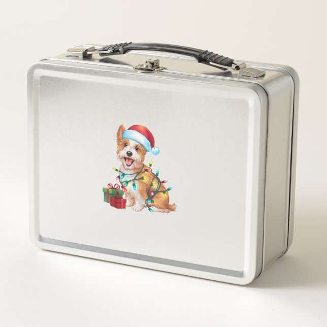 Navidades de perros Westie de Santa Hat Lughting (Anverso)