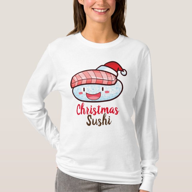 Navidades de personalizable Sushi camisetas femeni (Anverso)