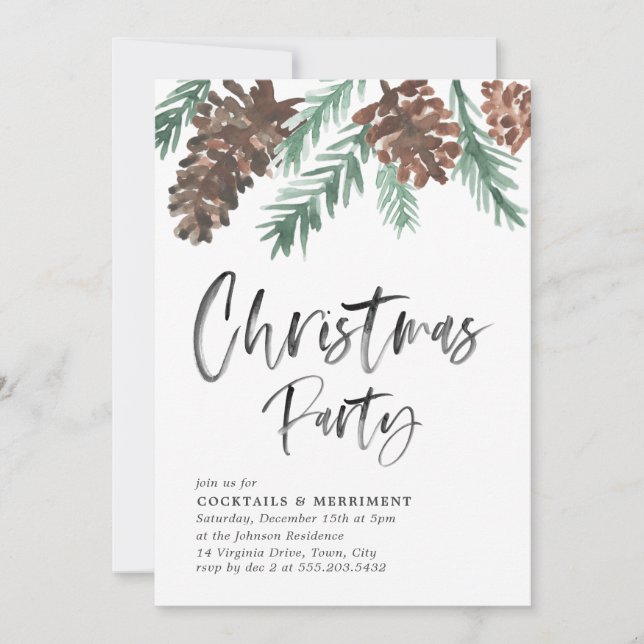 Navidades de Pinecone | Invitación para fiestas de (Anverso)