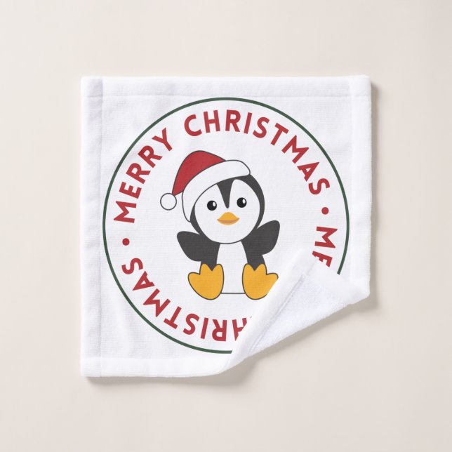 Navidades de pingüino niegan animales de invierno  (Toallita)