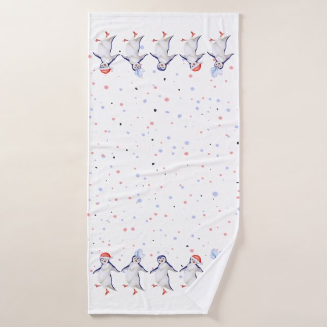 Navidades de pingüinos bailarines (Toalla de baño)