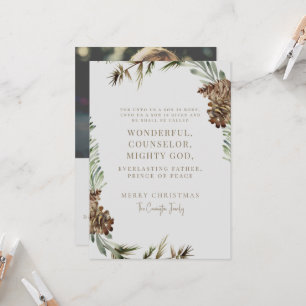 Navidades de pino cónico Escritura Foto cristiana