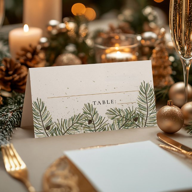 Navidades de Pino y Oro Foliage Boda tarjetas de p (Subido por el creador)