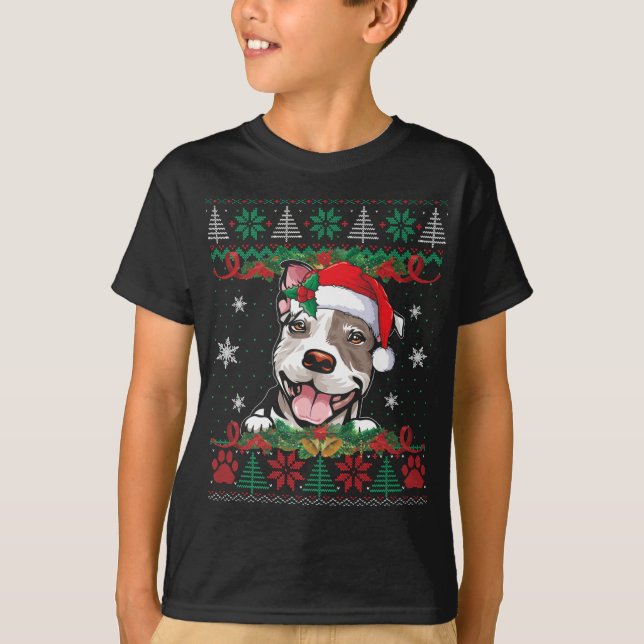 Navidades de Pitbull Perro suéter Santa Ugly Xma (Anverso)