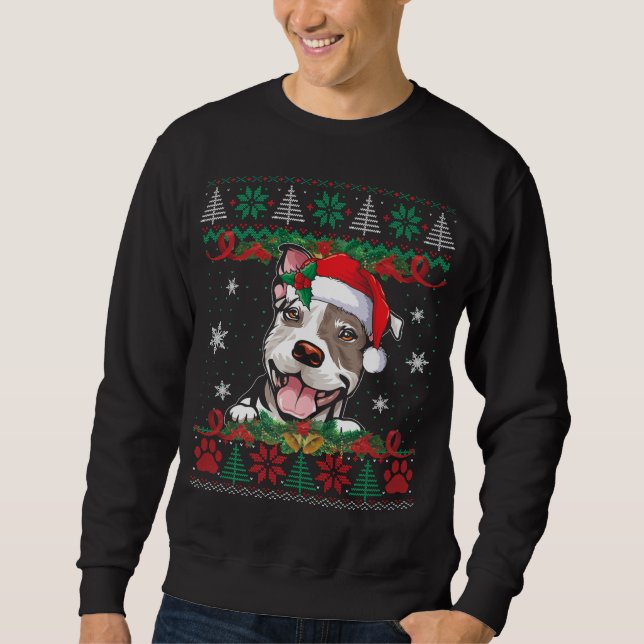 Navidades de Pitbull Perro suéter Santa Ugly Xma (Anverso)