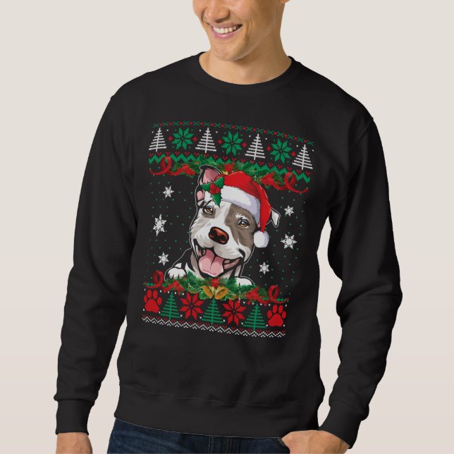 Navidades de Pitbull Perro suéter Santa Ugly Xma (Anverso)