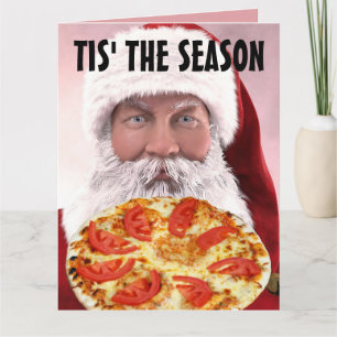 Navidades DE PIZZA SANTA TARJETAS DE REUNIÓN GRACI