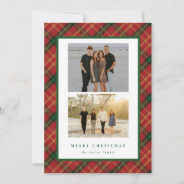 Navidades de Plaid clásicos tarjeta 2-fotos