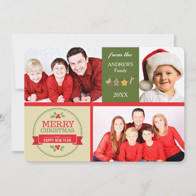 Navidades de plantilla de fotos de imágenes retro  (Anverso)