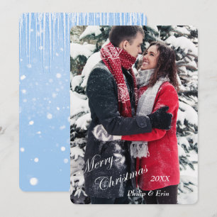 Navidades de plantilla de fotos de nieve azul para