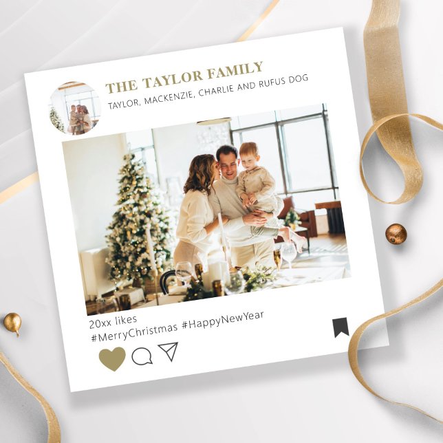 Navidades de plantilla de Novedad de medios social (Holiday Social Media Novelty Template Christmas card by Ricaso. Add own photo and text. Fun holiday)
