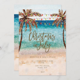 navidades de playa en julio, invitación de fiesta
