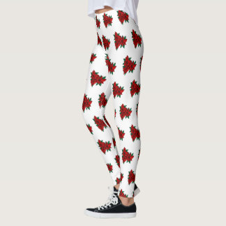 Navidades de Poinsettia Flores Leggings