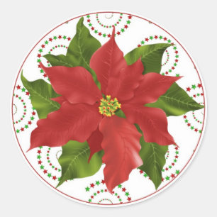Navidades de Pointsettia Pegatinas de Cupcake Topp