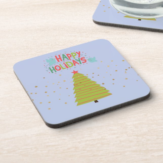 Navidades de posavasos con árbol y vacaciones feli (Lado Izquierdo)