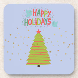 Navidades de posavasos con árbol y vacaciones feli