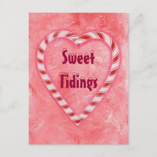 Navidades de postales de Candy Cane Heart Sweet Ti