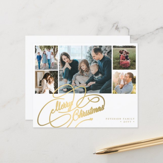 NAVIDADES DE PRESUPUESTO 5 fotos collage Tarjeta d (Anverso/Reverso In Situ)