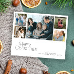 Navidades de presupuesto 5 tarjeta de vacaciones d<br><div class="desc">Tipografía minimalista simple 5 fotos personalizados, nombre de familia y Navidades elegantes personalizados de texto PRESUPUESTO tarjeta de vacaciones asequible. POR FAVOR LEA ESTO ANTES DE COMPRAR! Se trata de una tarjeta de bajo costo impresa en una hoja de papel (cada hoja tiene una tarjeta). Para la mejor relación calidad...</div>