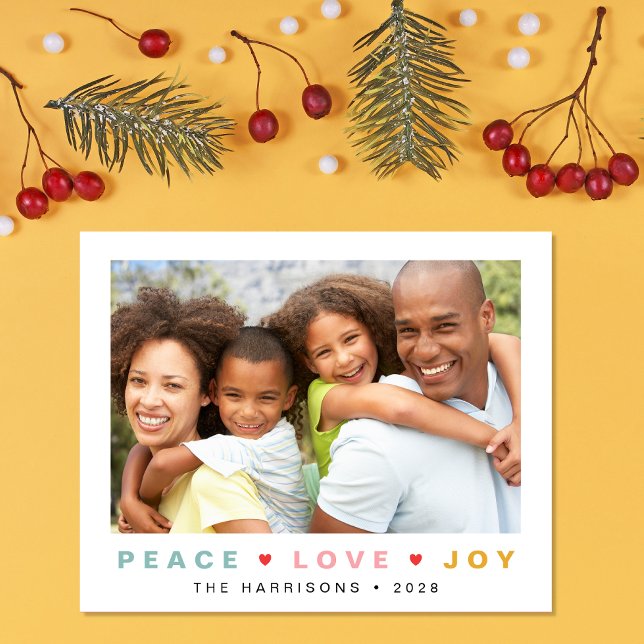 Navidades de presupuesto Tarjeta fotográfica Peace (Share the love and warmth of the holiday season with this personalized photo Christmas card)