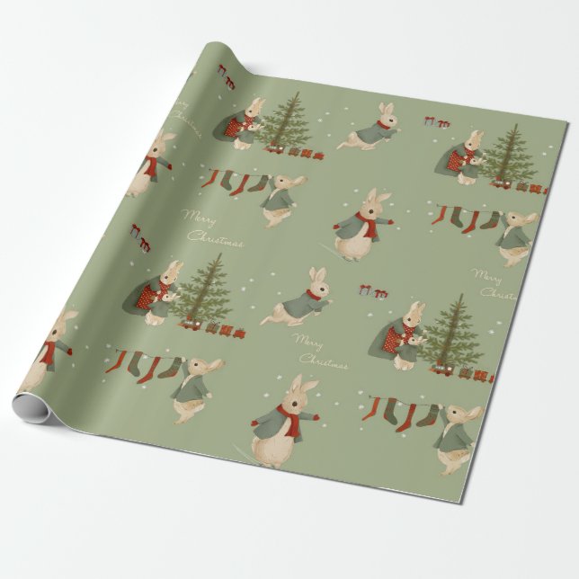 Navidades de Rabbit Peter envuelven papel (Desenrollado)