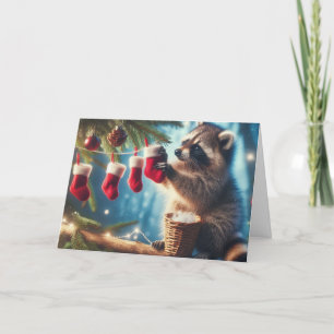 Navidades de Raccoon en bosques reciben tarjetas d