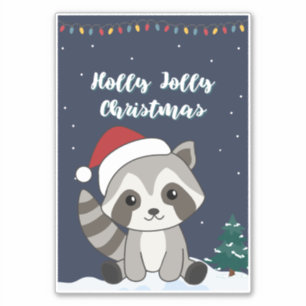 Navidades de Raccoon Nieve Pegatina de Raccoons de