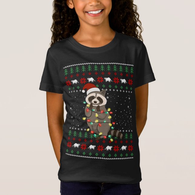 Navidades de Racoon graciosos Perro suéter Xmas Ou (Anverso)