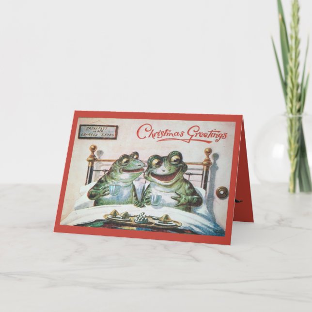 Navidades de rana doblados tarjeta de vacaciones (Anverso)