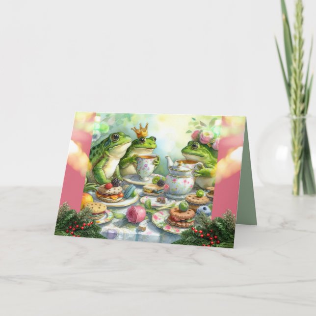 Navidades de rana Tarjeta de felicitación Tea Fies (Anverso)