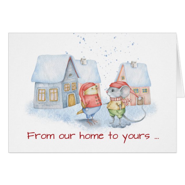 Navidades de ratón y pájaro nuestro hogar (Anverso (Horizontal))