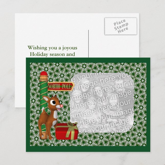 Navidades de reno lindo, tarjeta postal de vacacio (Anverso / Reverso)